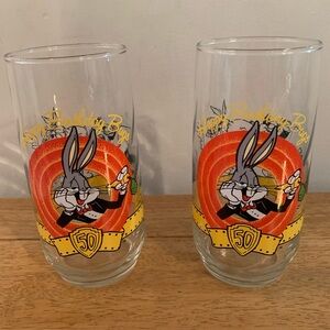 Warner Bros. Looney Tunes Happy Birthday Bugs Bunny Set Of Two Glasses 1990